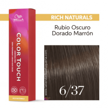 Tinte Color Touch 6/37 Rubio Oscuro Dorado Marrón. Wella Professional. 60ml
