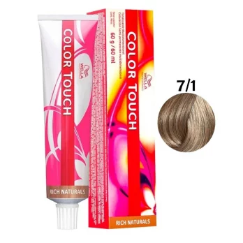 TINTE COLOR TOUCH – 7/1  Rubio medio y ceniza  Wella Professional. 60 ml