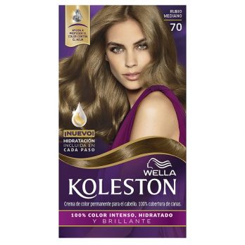 WELLA KOLESTON COLOR PERMANENTE 100% COBERTURA DE CANAS/ KIT 70 RUBIO MED. MEXLA/50G