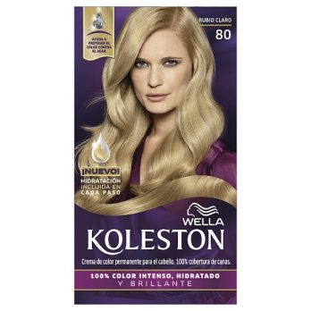 WELLA KOLESTON COLOR PERMANENTE 100% COBERTURA DE CANAS/ KIT 80 RUBIO CLARO  MEXLA/50G
