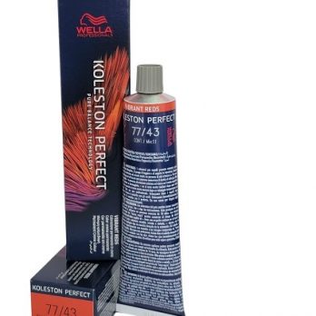 TINTE KOLESTON PERFECT/VIBRANT REDS COLOR CREMA PERMANENTE WELLA PROFESSIONAL 77/43  RUBIO MEDIO INTENSO COBRIZO DORADO   60ML
