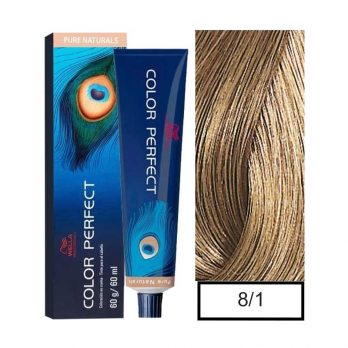 Tinte Color Perfect 8/01 Rubio Claro Natural Ceniza Wella Professionals 60g
