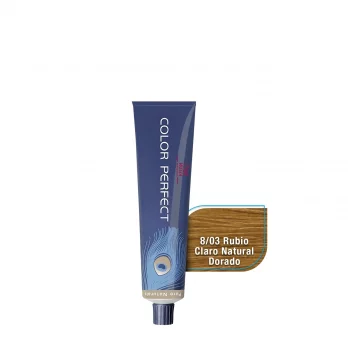 Tinte Color Perfect 8/03 Rubio Claro Natural Dorado Wella Professional 60g