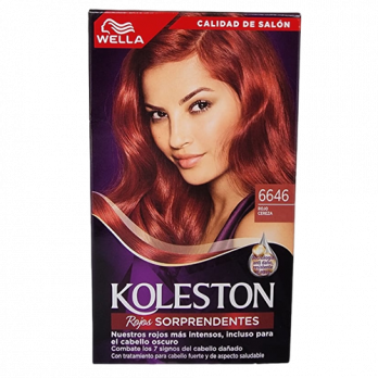 WELLA KOLESTON COLOR PERMANENTE 100% COBERTURA DE CANAS/ KIT 6646  ROJO CEREZA  MEXLA/50G